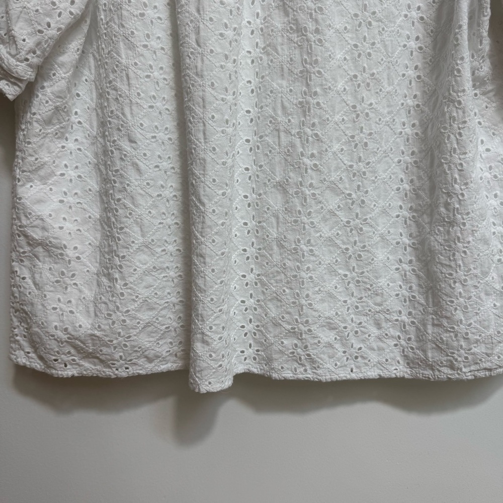 Draper James V-Neck Short Sleeve Eyelet Embroidered Top XL - Picture 8 of 13